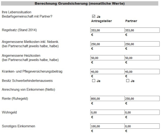 Grundsicherung berechnen