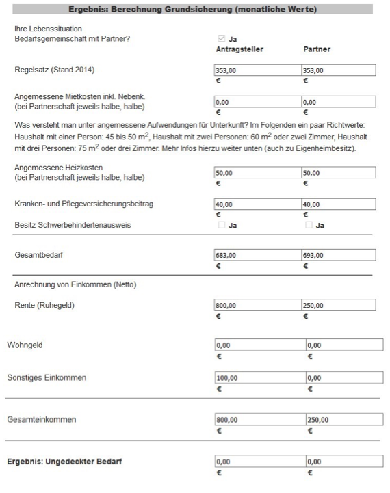 Wie berechnet man die Grundsicherung